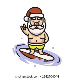 Cute Santa with surfing costume