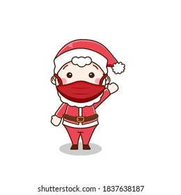 Cute santa con máscara. Ilustración vectorial de un chico lindo con diferentes actividades deportivas