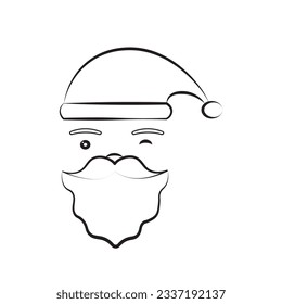 cute santaclaus head character icon editable stroke, sign, symbol outline line button isolated on white