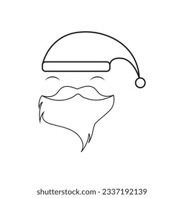 cute santaclaus head character icon editable stroke, sign, symbol outline line button isolated on white