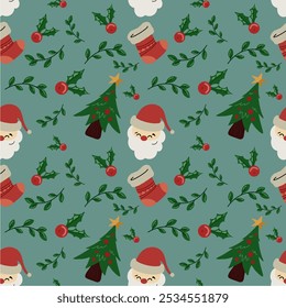 cute santaclaus pattern for background,seamless background.