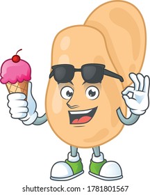 Cute sarcina cartoon character enjoying an ice cream. Vector illustration
