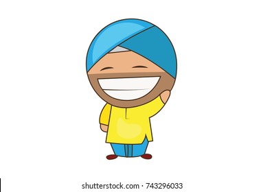 Cute Sardar Character Smiling. Vector Illustration. Isolated on white background.
