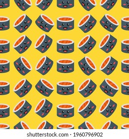 cute sashimi seamless pattern flat icon illustration vector graphic