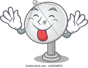 Cute satellite dish cartoon mascot style with Tongue out