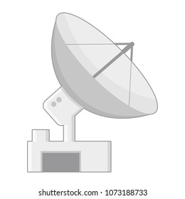 cute satellite station cartoon object on white background, vector illustration