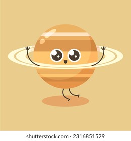 Cute saturn jump simple isolated vector image