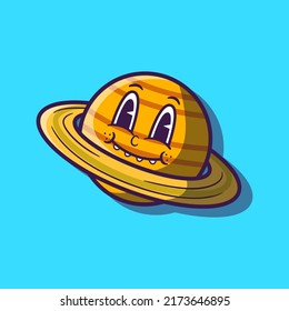 Cute Saturn Planet Retro Cartoon