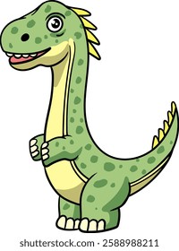 Cute Sauropod Dinosaur Character Mascot in Vector Cartoon Illustration Design for kid, sticker, badge, patch, banner, greeting card