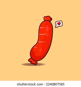 Cute sausage cartoon. Free vector food isolated background.