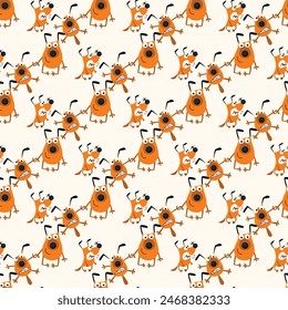 Cute Sausage Dogs Seamless Vector Pattern Design