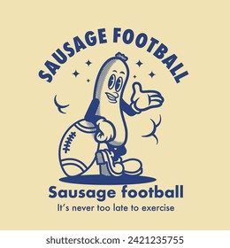 Cute Sausage football american retro