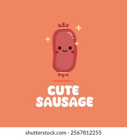 Cute sausage logo illustration. Minimalist bbq food icon design, suitable for shop and web.