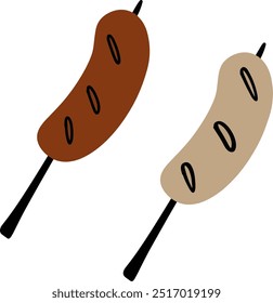 Cute Sausage Vectors | Minimalist Design | 2 Vectors