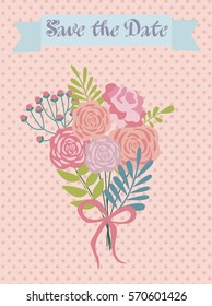 Cute Save the date card or wedding invitation card. Vector illustration