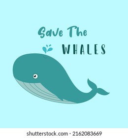 Ilustración Cute Save the Whale Vector
