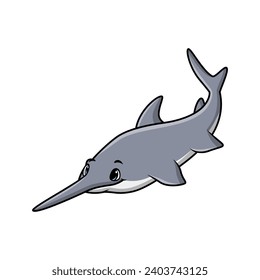 Cute saw shark cartoon on a white background