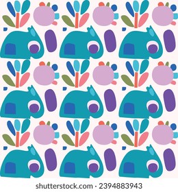 Cute scandi kids monster graphic design doodle seamless vector pattern. Colorful creature in bright happy playful endless wallpaper. Minimalist gender neutral art illustration.