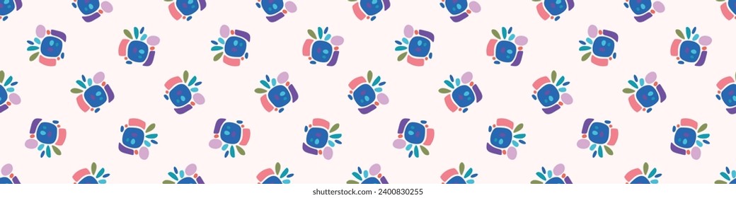 Cute scandi kids monster graphic design doodle endless vector border. Colorful creature in bright happy playful endless banner. Minimalist gender neutral art illustration.