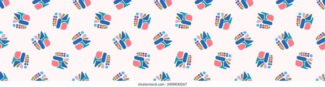 Cute scandi kids monster graphic design doodle endless vector border. Colorful creature in bright happy playful endless banner. Minimalist gender neutral art illustration.