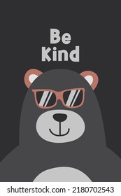 Cute Scandinavian Bear Poster for Kids Room Wall Decoration. Scandinavian Cute Animals Printable Kids Poster