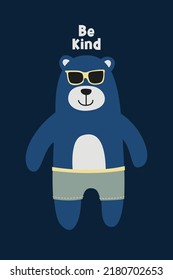 Cute Scandinavian Bear Poster for Kids Room Wall Decoration. Scandinavian Cute Animals Printable Kids Poster
