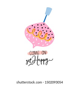 Cute scandinavian characters set including trendy quotes and cool decorative hand drawn elements. Cartoon doodle style illustration for patches, stickers, T-shirt, nursery, kids design. Vector.