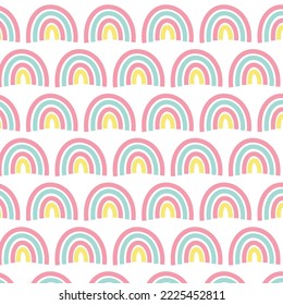 Patrón infantil de escándalo de cute con arcos trenzados a mano a la moda en estilo de arte naif, se puede usar como textura infantil para telas, textiles, papel pintado, vestimenta, etc, ilustración vectorial