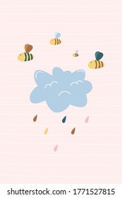 Cute scandinavian cloud cartoon vector