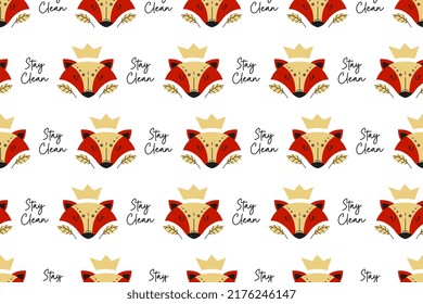 Vector De Ilustración De Fondo De Patrón Sintonizador Escandinavo De Curva. Fondo del patrón sin soldadura de Fox