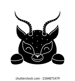 Cute Scandinavian gazelle head. Animal face for kids t-shirts, wear, nursery decoration, greeting cards, invitations, poster, house interior. Vector stock illustration