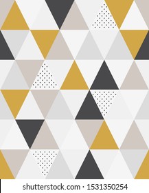 Cute Scandinavian geometric seamless pattern with triangles in neutral colors palette, ideal for surface design of wallpaper, textile etc