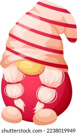 Cute Scandinavian gnome girl on Valentine's day isolated