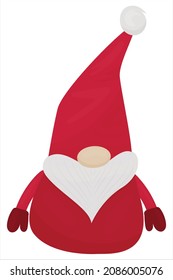 cute Scandinavian gnome in red with a white beard - Christmas children s picture, vector illustration in flat style, new year, carnival