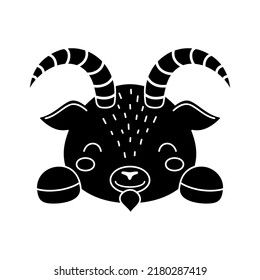 Cute Scandinavian goat head. Animal face for kids t-shirts, wear, nursery decoration, greeting cards, invitations, poster, house interior. Vector stock illustration