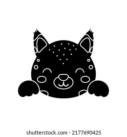 Cute Scandinavian lynx head. Animal face for kids t-shirts, wear, nursery decoration, greeting cards, invitations, poster, house interior. Vector stock illustration