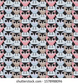 Cute Scandinavian owl seamless pattern design. Can use for print, template, fabric, presentation, textile, banner, poster