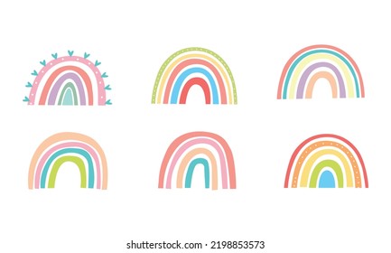 Cute Scandinavian rainbow, tramp style rainbow for decoration. Modern vector design