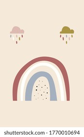 Cute scandinavian rainbow vector. Printable scandinavian rainbow banner and poster
