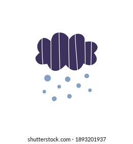 Cute skandinavische Regen- oder Schneewolke für Kinderplakate, Kinderkunst, Bohenkarten, Babydusche, Textilien einzeln auf weißem Hintergrund.