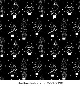 cute scandinavian seamless vector pattern background illustration with abstract christmas tree