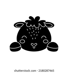 Cute Scandinavian sheep head. Animal face for kids t-shirts, wear, nursery decoration, greeting cards, invitations, poster, house interior. Vector stock illustration