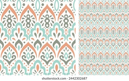 Cute scandinavian style ethnic seamless pattern. Hugge and calm hand drawn design. Moroccan tile. Mexican Spanish Talavera. Endless swatch with arabesque.Cute scandinavian style ethnic seamless patter