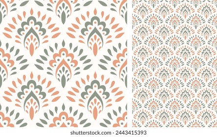 Cute scandinavian style ethnic seamless pattern. Hugge and calm hand drawn design. Moroccan tile. Mexican Spanish Talavera. Endless swatch with arabesque.Cute scandinavian style ethnic seamless patter