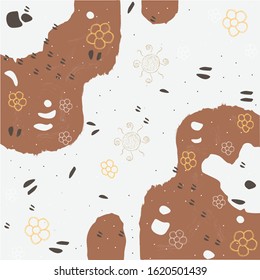 Cute Scandinavian Terracotta Pattern in brown and white colours. Modern abstract art for prints.  Nordic Design. Vector Illustration