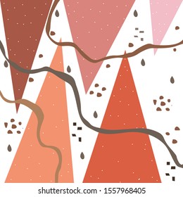 Cute Scandinavian Terracotta Pattern in modern colours. Modern abstract art for prints.  Nordic Design.