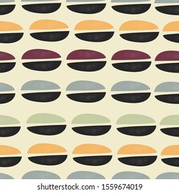 Cute Scandinavian Terracotta Pattern in modern colours. Oval shapes in warm colours. Modern abstract art for prints.  Nordic Design