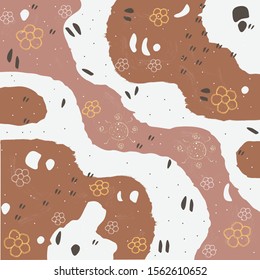 Cute Scandinavian Terracotta Pattern in modern colours. Wavy Shapes with spots. Modern abstract art for prints.  Nordic Design. Vector Illustration