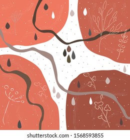 Cute Scandinavian Terracotta Pattern in modern colours. Modern abstract art for prints.  Nordic Design.