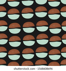 Cute Scandinavian Terracotta Pattern in modern colours. Cute Triangles in green and yellow. Modern abstract art for prints.  Nordic Design.